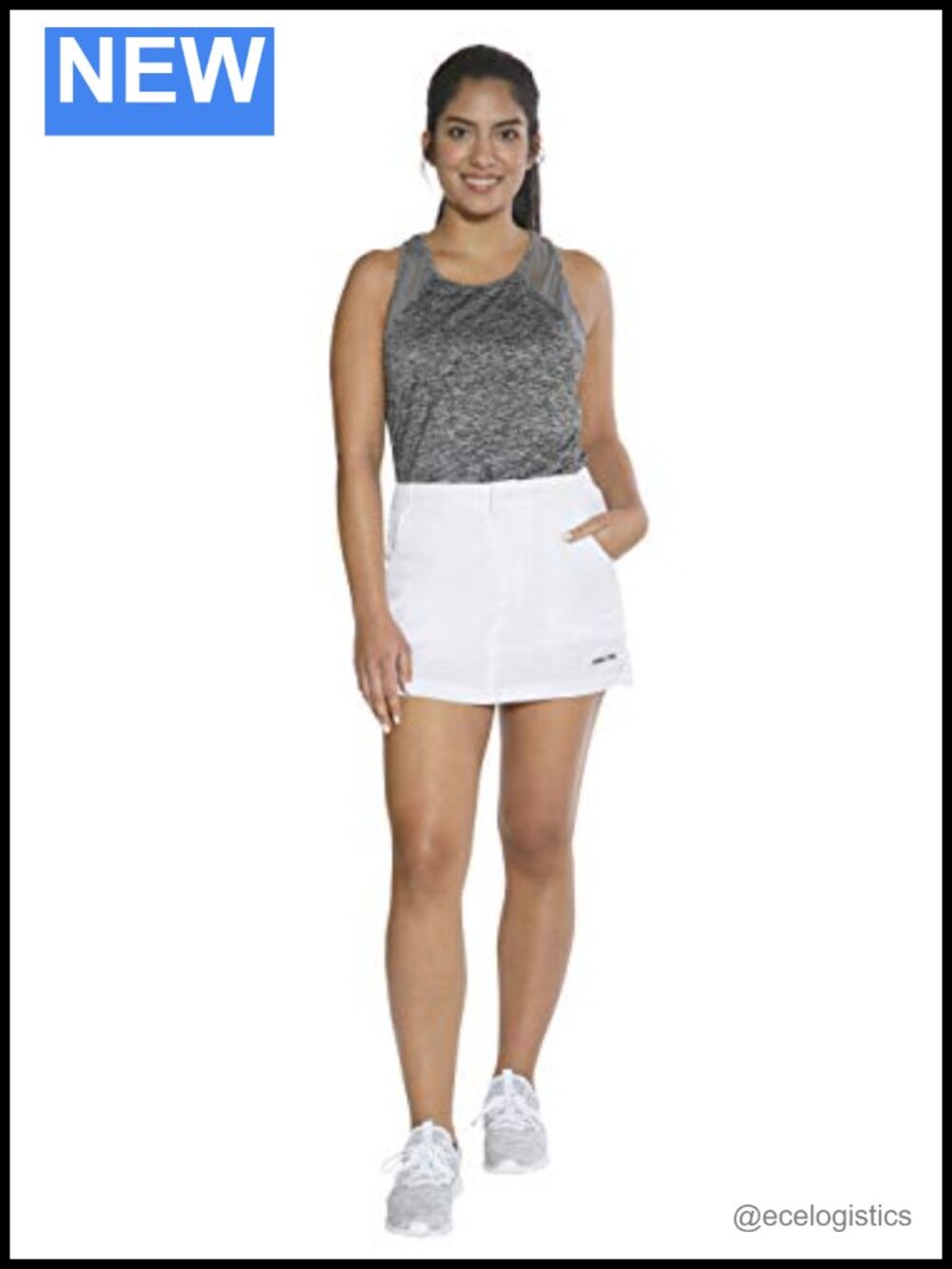 Active Skort with Pockets UPF 50 Moisture Wicking Four-Way Stretch